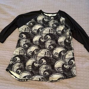 LuLaRoe Black and Gray Jack Skellington Long Sleeve Top